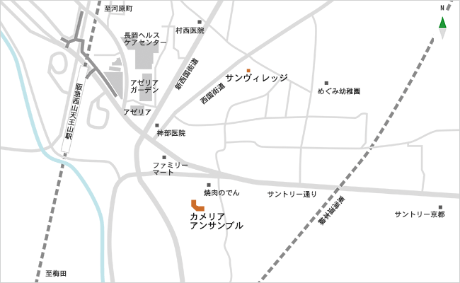 長岡ヘルスケアセンター、アゼリアガーデン、アゼリア、アスロードの地図
